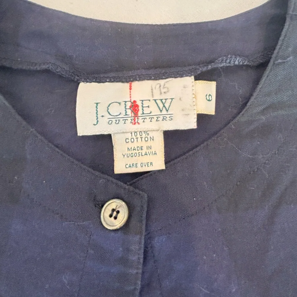 Vintage J.Crew Collarless Button Up Shirt with Matching Skirt - Picture 2 of 4